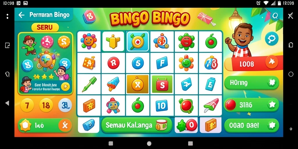 Tangkapan layar ID098 menunjukkan aksi seru bermain Bingo.