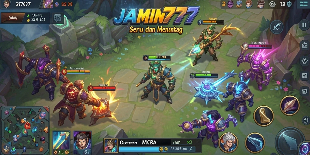 Screenshot gameplay MOBA JAMIN777 yang seru dan kompetitif.
