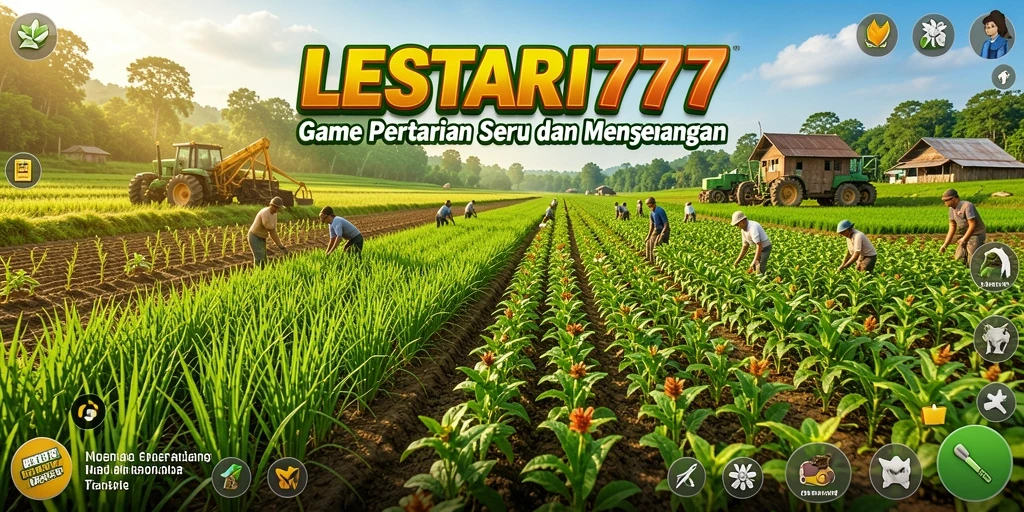 Tangkapan layar gameplay LESTARI777 yang menunjukkan aktivitas bertani.