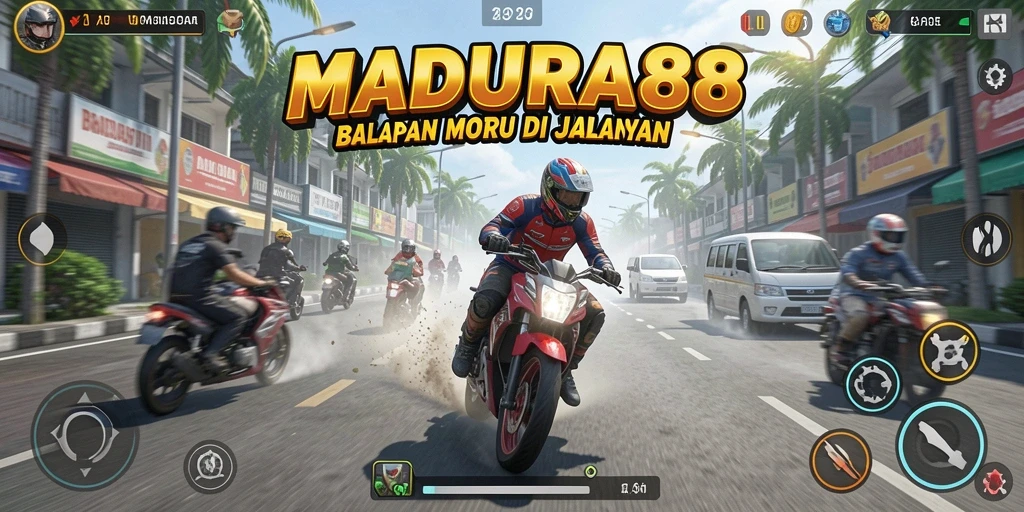 Screenshot yang menunjukkan serunya balapan motor di MADURA88.