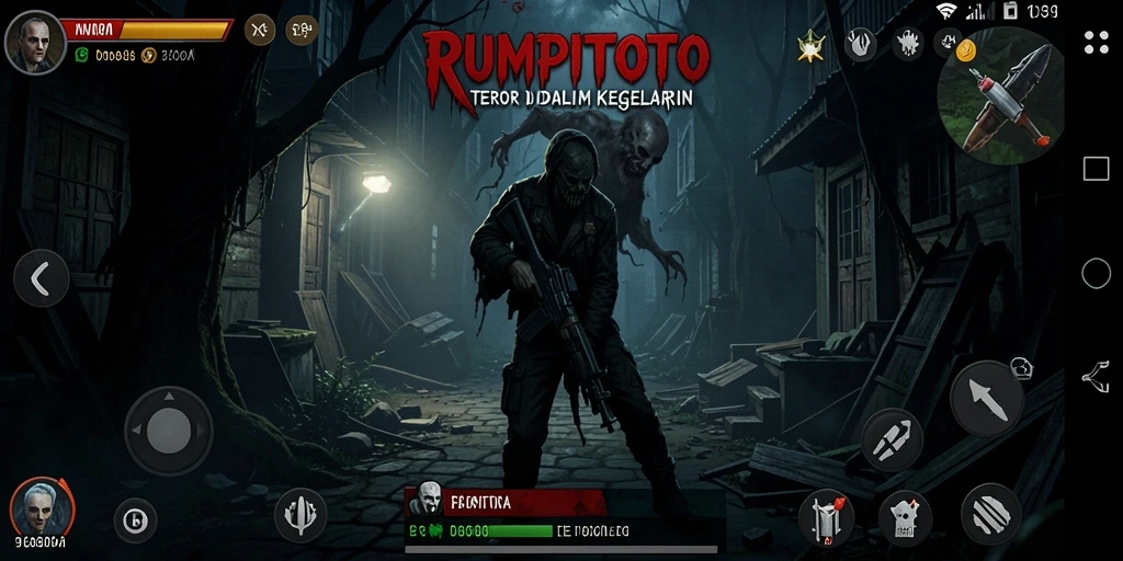 Gameplay RUMPITOTO dengan suasana mencekam yang mengganggu.