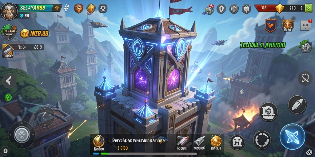 Tangkapan layar gameplay <strong>SELAYAR88</strong> menampilkan aksi menegangkan dalam menara pertahanan.