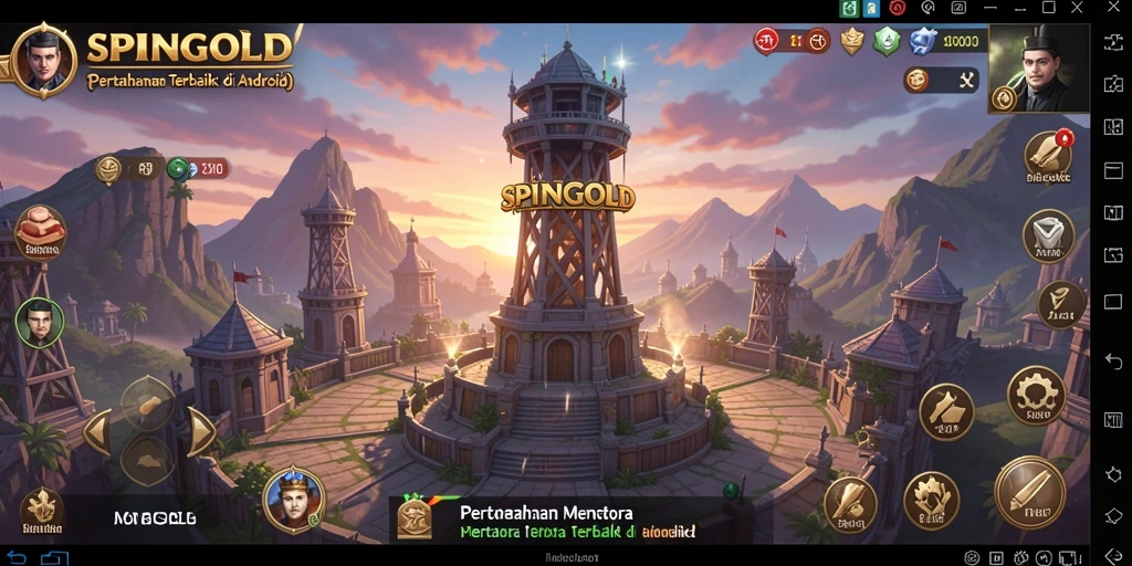 Tampilan gameplay SPINGOLD yang intens dan menegangkan dalam Tower Defense.